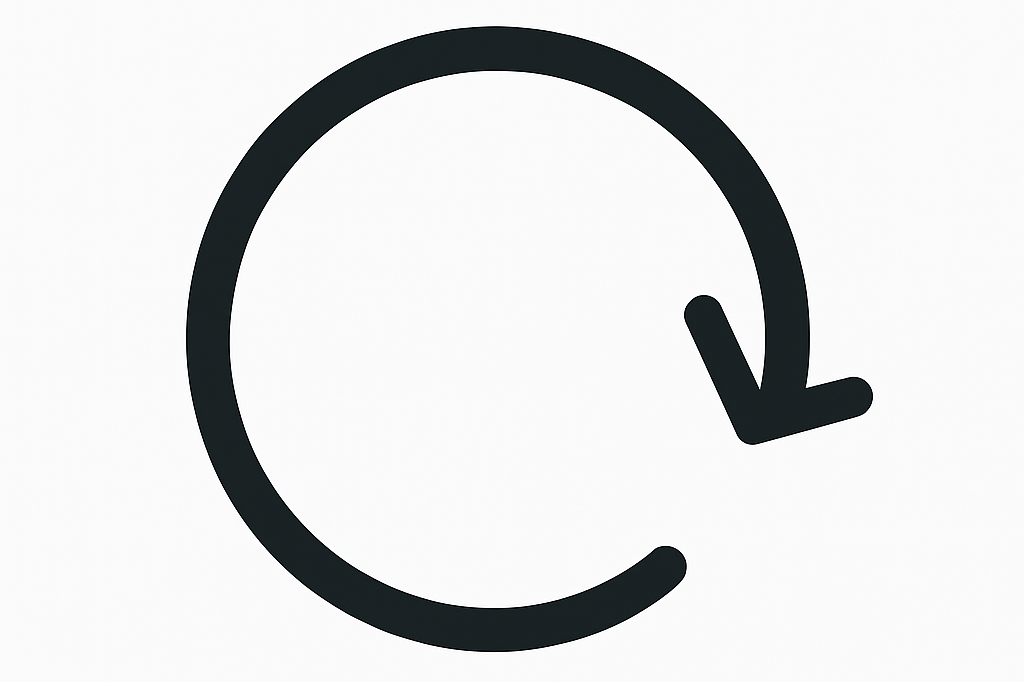 Flexible Terminvergabe und individuelle Betreuung Symbol für Flexibilität – rotierender Pfeil im Kreis